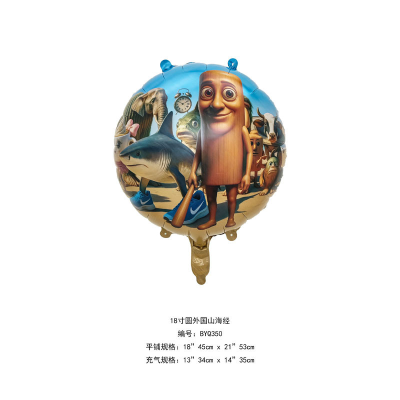 跨境美国山海经tungtungsahur木棍人tralalo鲨鱼铝膜生日派对气球|undefined