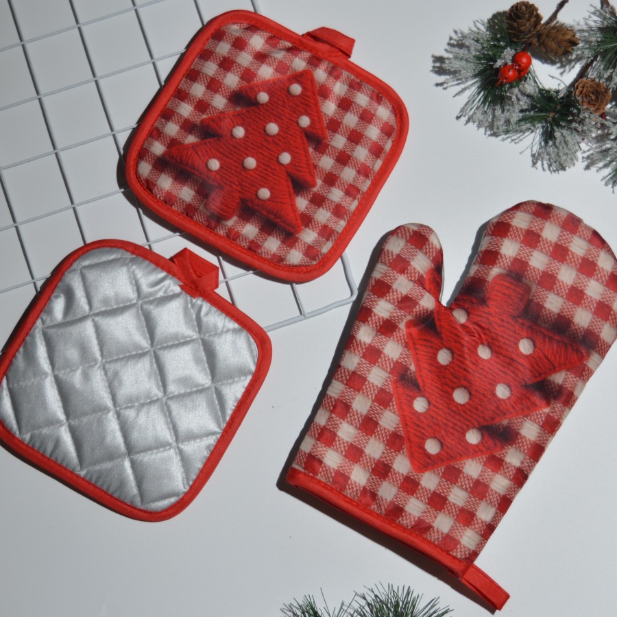 Guantes de aislamiento térmico del día de San Valentín transfronterizo Guantes de horno resistentes a altas temperaturas y a las quemaduras Guantes de horno de microondas