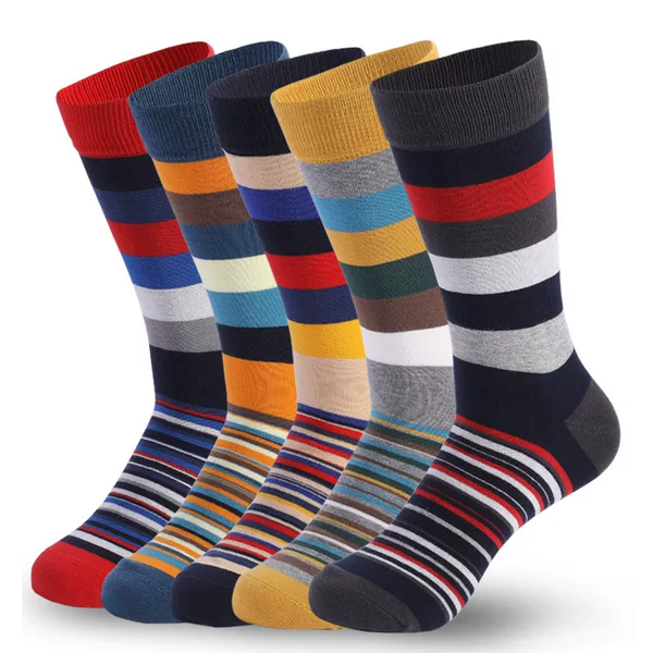 Socks Men's Cross-Border Spring and Summer Large Size Classic Colorful Mid-Calf Socks Thick and Thin Striped Long Socks Geometric Trendy Socks Wholesale