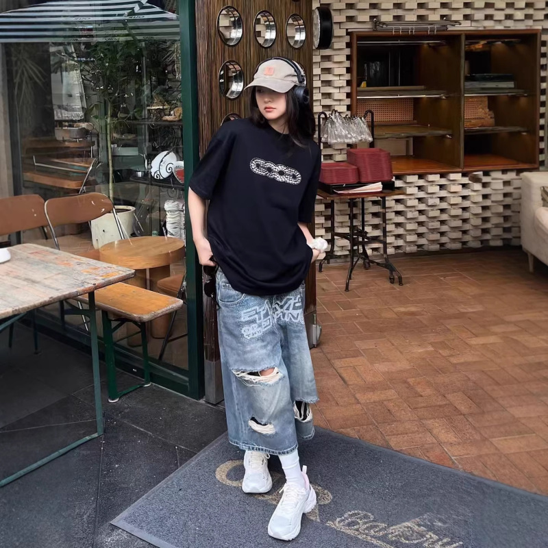 [Same Style as Lao Bai] Goodbrand Light Luxury 26Ss Color Combination Loose Good Short-Sleeve Couple T-Shirt for Men and Women