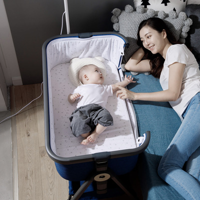 new pattern Foldable Baby bed Newborn Mosaic Big bed Baby Cradle portable install bb Bed generation