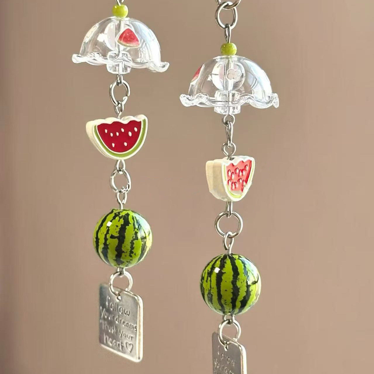 Watermelon Wind Chime Handmade Beaded Homemade Simple Pendant Girl Ins Mobile Phone Chain Cute Guben Camera Bag
