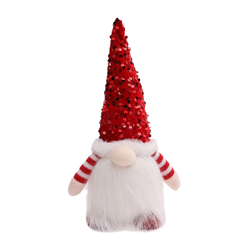 Novos suprimentos decorativos de natal venda quente chapéus de lantejoulas transfronteiriços bonecas sem rosto ornamentos de presente tecidos de desenhos animados