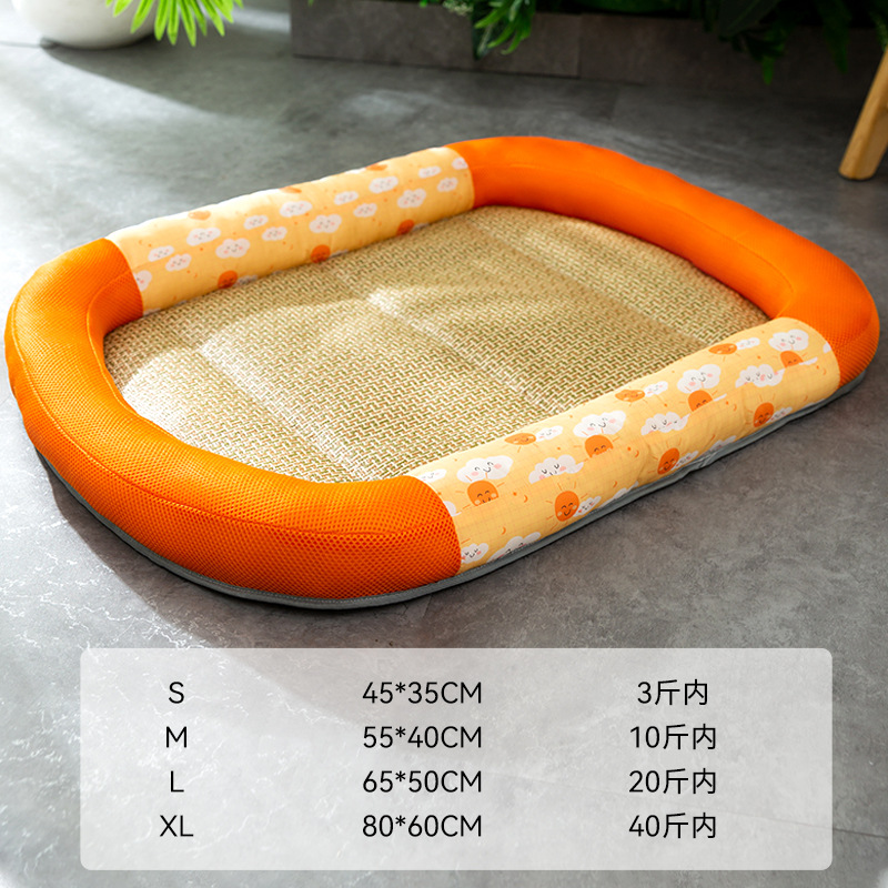 La primavera y el verano perro de dibujos animados oso Oval estera de verano Teddy perrera gato nido mediano y pequeño perro mascota estera nido