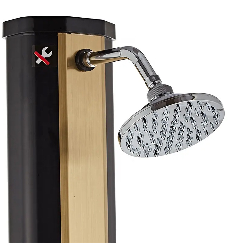 Económico octogonal cepillo de oro luz resistente a los rayos UV PVC fácil instalación 35L al aire libre ducha solar del jardín
