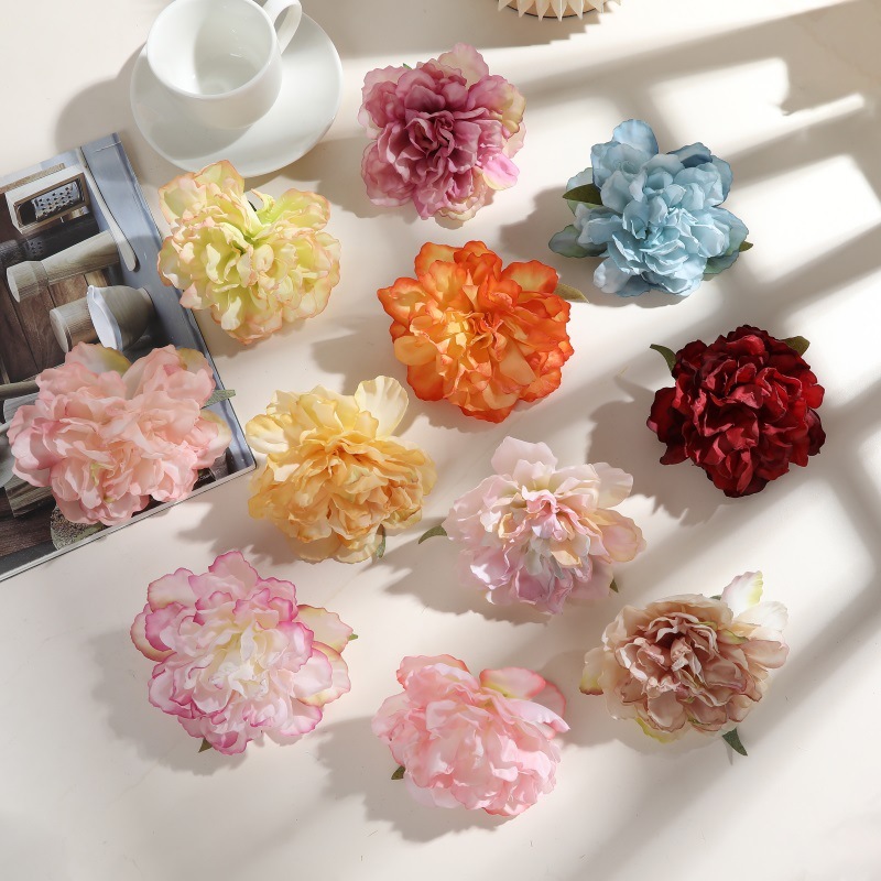 DIY手シミュレーション焼辺牡丹帽子服アクセサリー花花頭絹花偽花結婚祝い花壁装飾|undefined