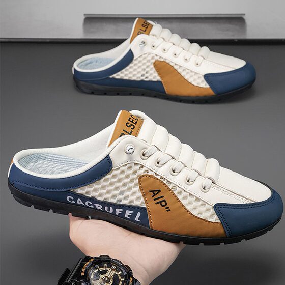 Half-drag Breathable Men's Shoes Summer Thin Mesh Shoes Men's sneaker Trendy All-match Casual Lightweight Running Beanie Shoes