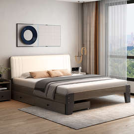 软包欧式实木床1.5米双人床1.8m现代简约家用经济型实木床单人1.2