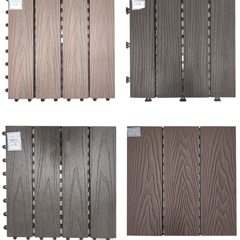 Madera de plástico WPC piso co-extrusión DIY sauna tablero 30*30 profundo relieve costura piso de madera de plástico sólido antideslizante image 4