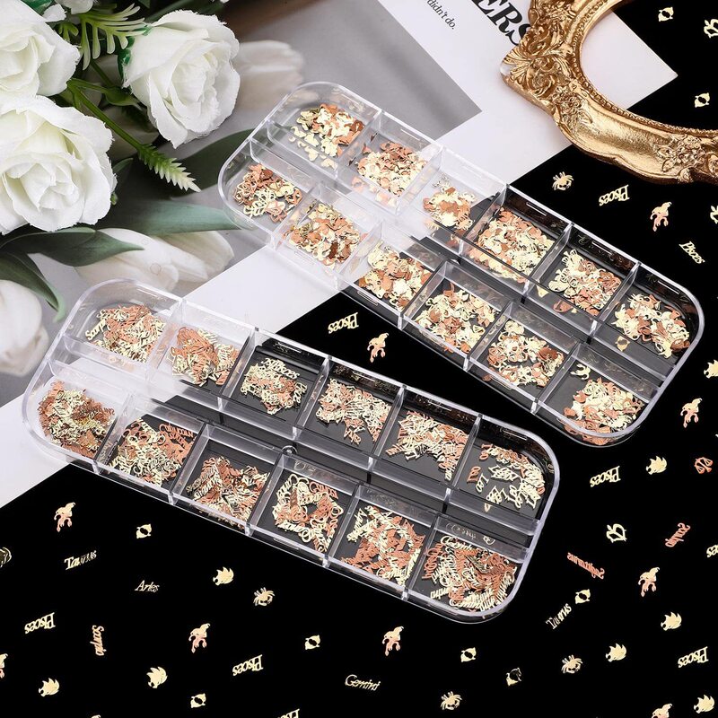 Cross-Border Hot-Selling 12 Zodiac Sign Metal Nail Art Decorations, Word Letters Logo, Nail Metal Pieces Cross-Border Hot-Selling 12 Zodiac Sign Metal Nail Art Decorations, Word Letters Logo, Nail Metal Pieces