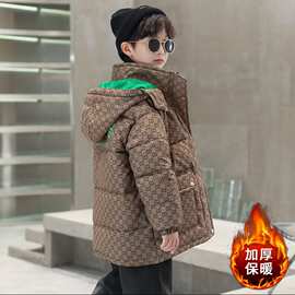 男童冬装派克加厚棉服2024新款棉衣冬洋气棉袄加厚中大童棉服外套