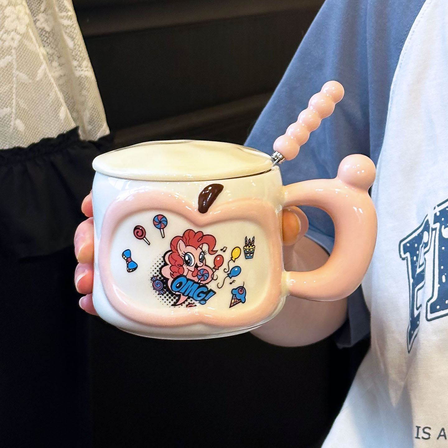 Bonito pony taza de cerámica taza de cerámica taza con cubierta taza de agua creativa taza casera regalo de cumpleaños para chicas