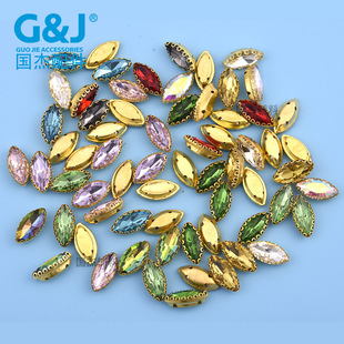 Cross-border horse's eye hand sewing rhinestone flower basket claw glass flower grab drill gold bottom 5*10MM hairpin grab drill head hoop diy drill