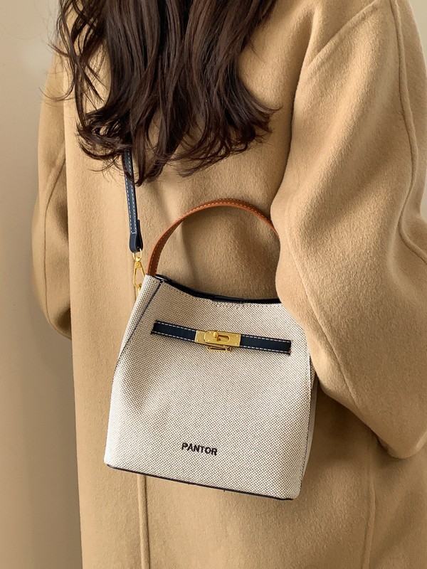 Bolso de nicho coreano bolso de cubo de agua de mujer venta caliente nuevo lienzo color de tela alta textura exquisita mochila image 4