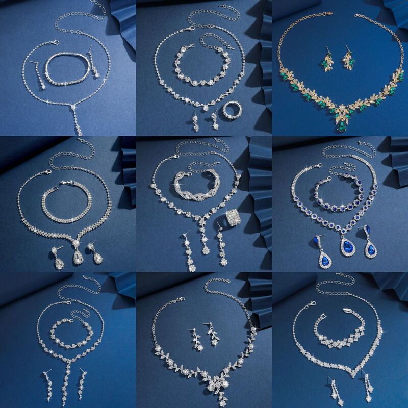Jewelry Set, High-End Three-Piece Bridal Set, Chain Accessories, Necklace, Earrings, Bracelet, Fashionable and Versatile Dress Accessories Jewelry Set, High-End Three-Piece Bridal Set, Chain Accessories, Necklace, Earrings, Bracelet, Fashionable and Versatile Dress Accessories