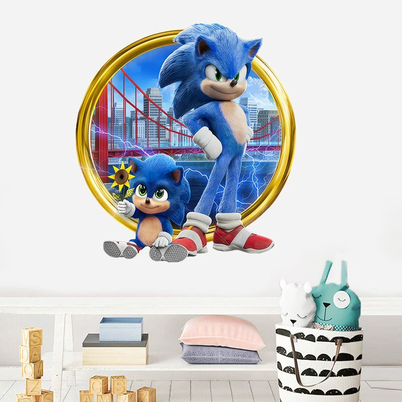 Новые наклейки на стену Соник самоклеящиеся игры аниме наклейки детская комната граффити украшения sonic мультфильм наклейки ПВХ