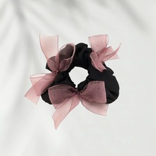 高品质显发量欧根纱手工编织蝴蝶结大肠发圈少女丸子头发绳扎头绳