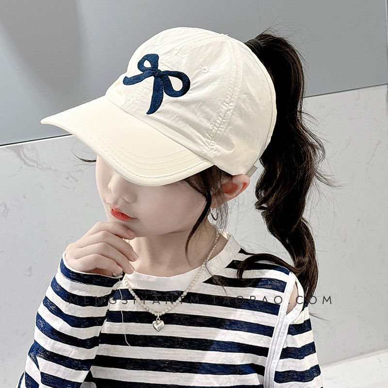 Kinder Sommerhut Dünn Schnelltrocknend Halbhohl Top Pferdeschwanzhalter Sonnenschutz Baby Baseballkappe_voghion.com