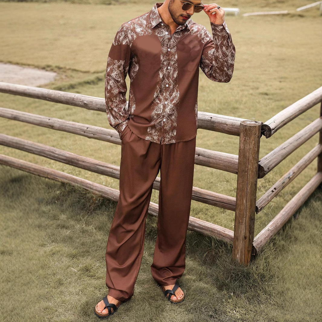 2024 nuevo estilo Amazon productos europeos transfronterizos moda casual estadounidense camisa de manga larga pantalones traje MB12 ML4