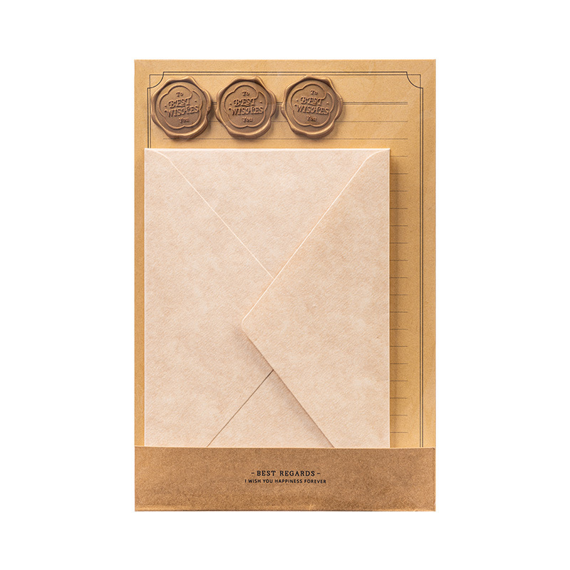 Deli Retro Sheep Pa Patrón de piel Juego de papel de carta gruesa sobre papel kraft más estilo ins Carta de amor literaria Tarjeta de felicitación de pareja