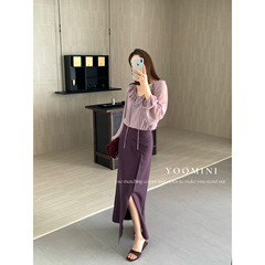 YOOMINI-尔天丝遮肉显瘦法式淑女长裙2025秋上新半身裙M16713-SR