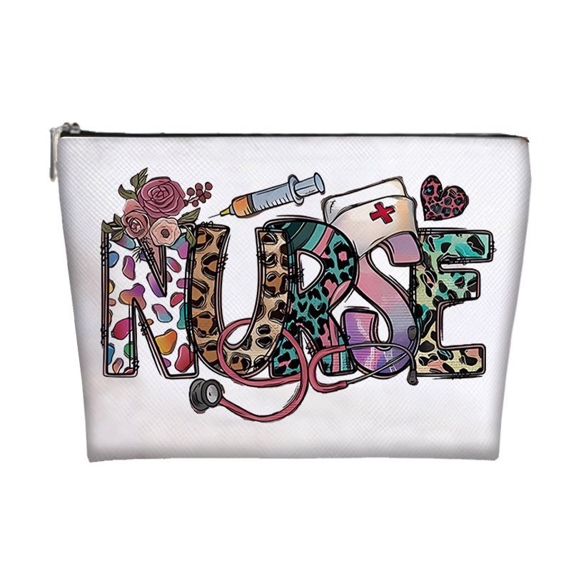 Nueva bolsa de maquillaje pu Amazon venta caliente bolsa de maquillaje de enfermería bolsa de mano bolsa de lavado bolsa de tela pequeña bolsa de almacenamiento