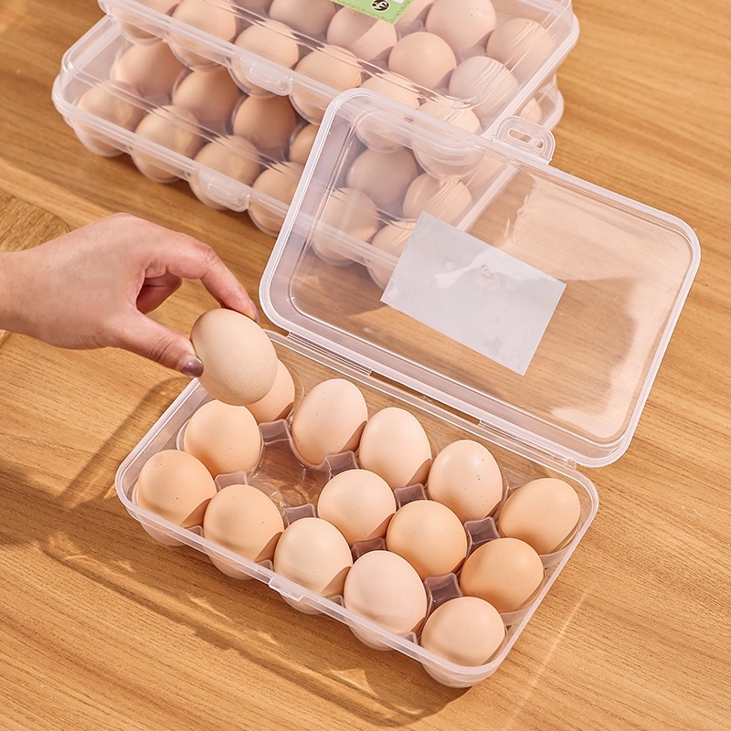 Caja de almacenamiento de huevos transparentes caja de almacenamiento de huevos casera anti-caída caja de preservación de huevos de plástico de grado alimenticio de cocina puede superponerse sellado