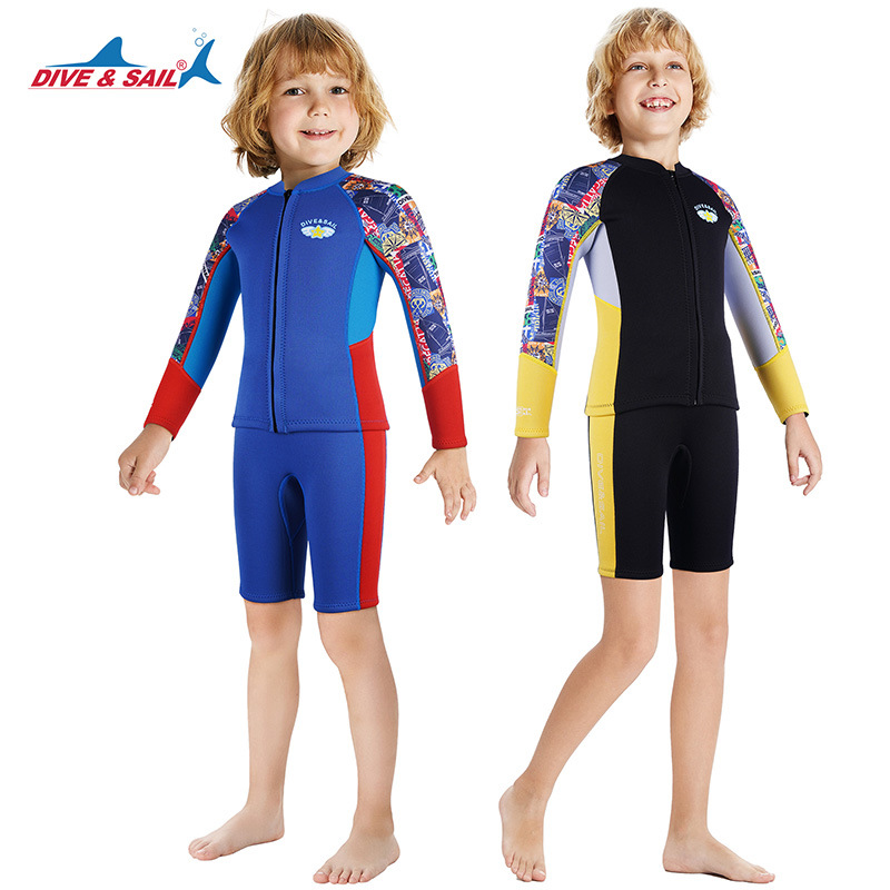 DIVE&SAIL children's wetsuit 2.5MM warm and cold-proof split wetsuit snorkeling swimming surfing suit