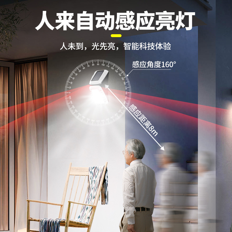 (2개) 2023 새로운 태양 원격 제어 정원 램프 야외 72 램프 인체 유도 램프 가정용 벽 램프 방수 슈퍼 밝은 L