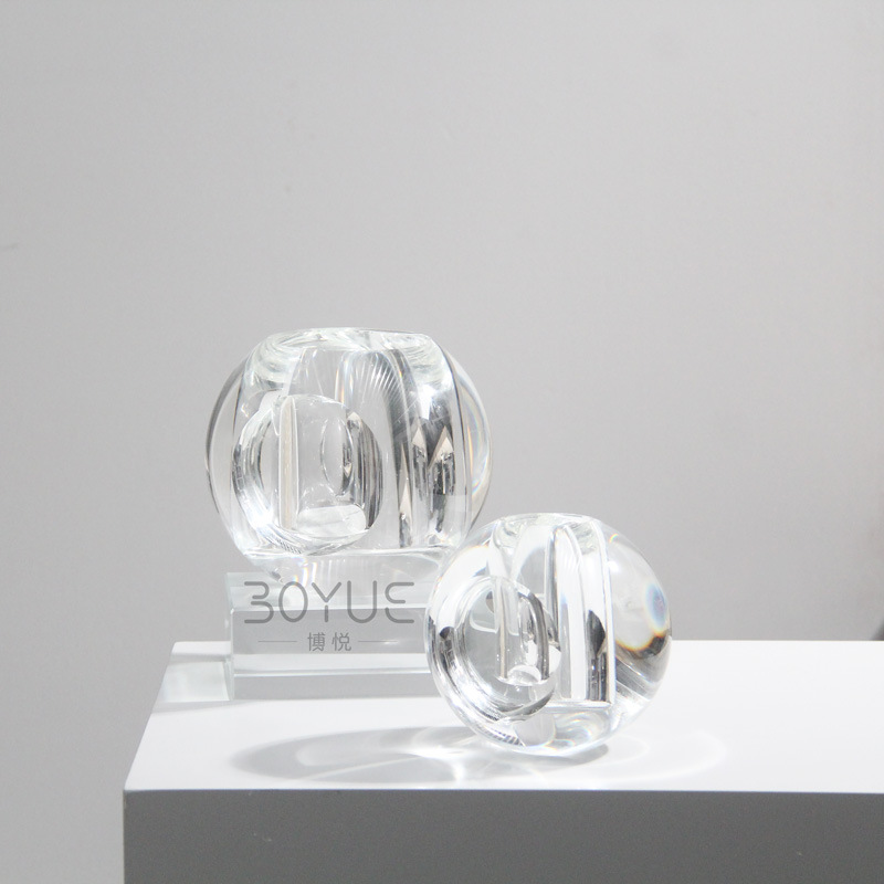 现代简约球形水晶玻璃花瓶民宿样板间博古架台面居家艺术装饰摆件