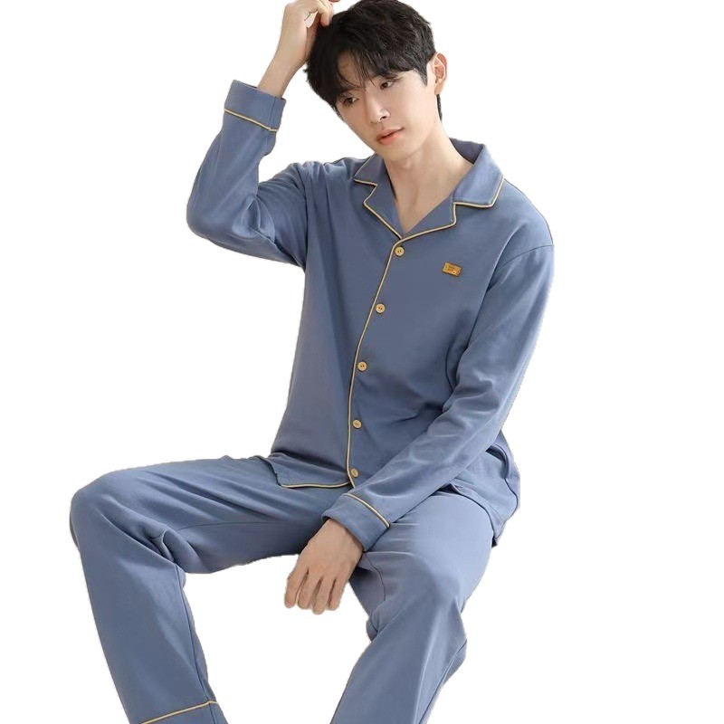 2025 pijama de hombre primavera y otoño delgado cardigan de manga larga adolescente para niños casuales se puede usar ropa para el hogar de hombres