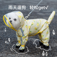 犬の足のレインコートは果物を牽引します。