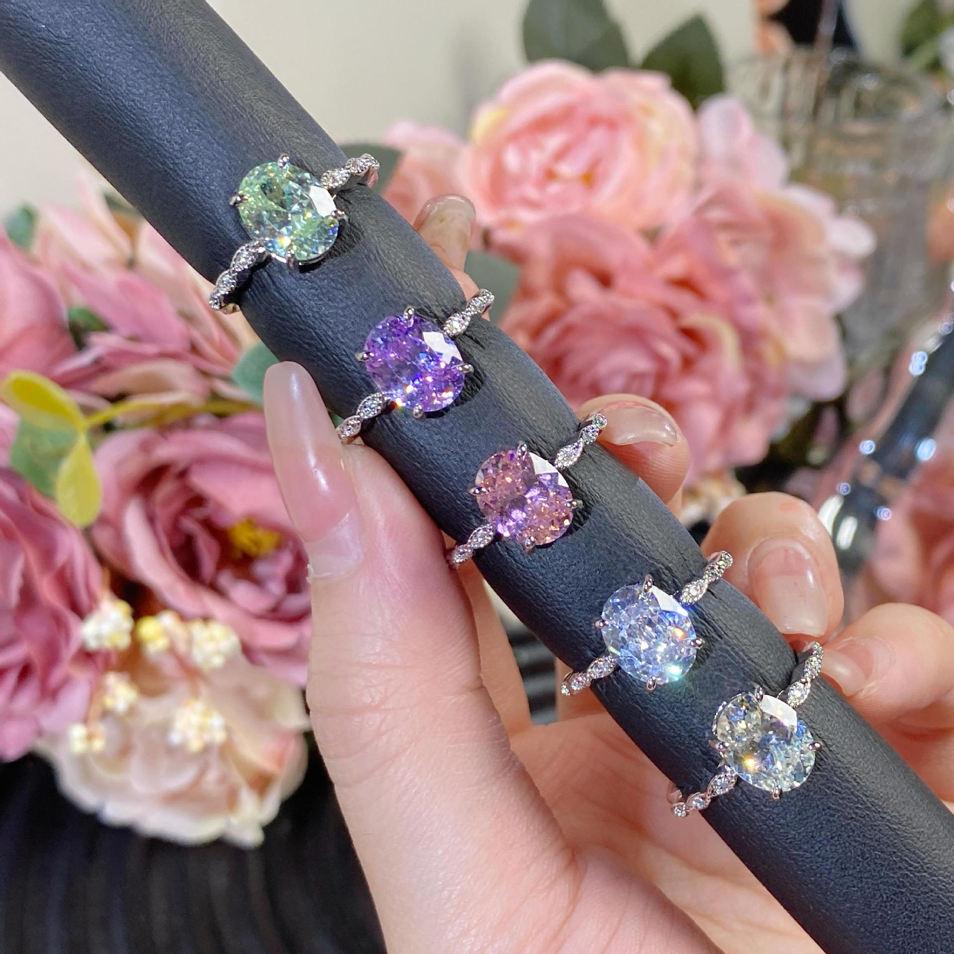 Women's Gemstone Ring With High Carbon Diamond Luxury Design_voghion.com