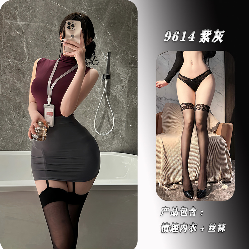 紫灰+丝袜 / M（建议80-120斤）