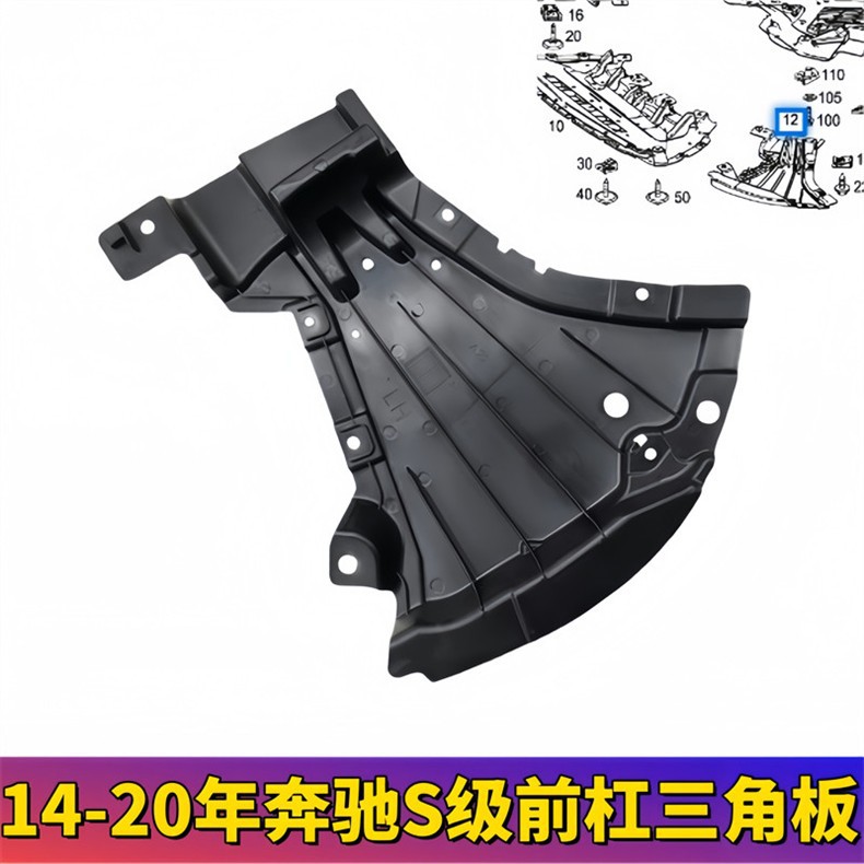 Suitable for Mercedes-Benz S-Class W222 Front Bumper Triangle Panel, S300 Underbody, S400 Mudguard, S500 Lower Panel, S600 Protective Panel
