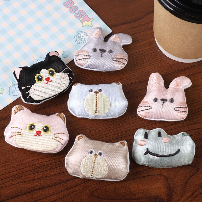 Children's Cute Animal Accessories Cartoon Rabbit and Cat Fabric Cotton-Filled Accessories Adorable Baby Brooch Accessories