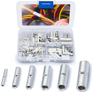 Wirefy 100 Pcs Non-Insulated Butt Connectors Kit - Non-Insulated Crimp Wire Connectors - 2