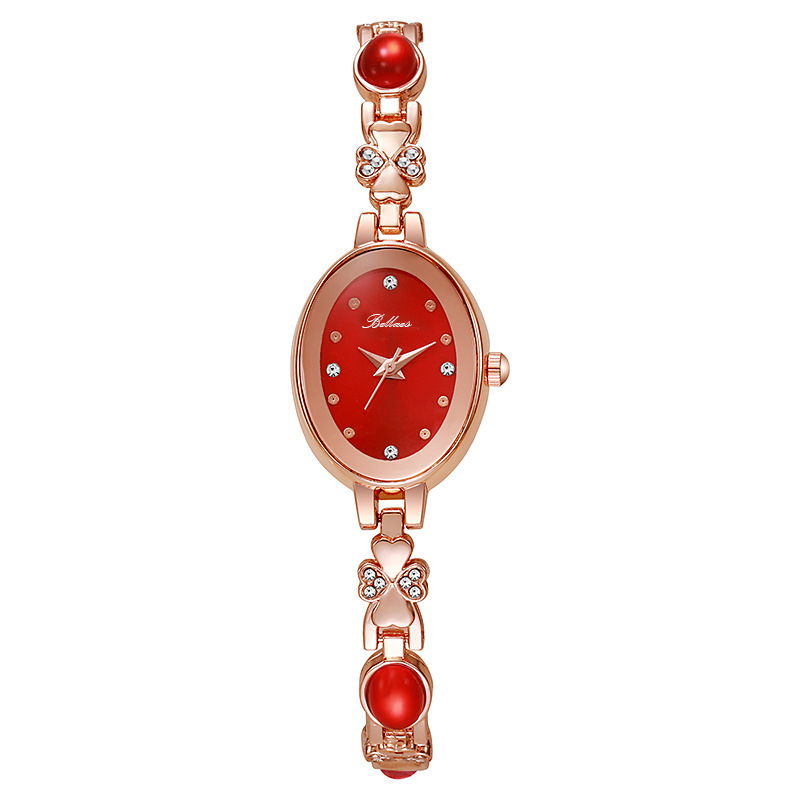 Joyería de lujo ligera con diamantes de cuarzo oval reloj de pulsera de mujer de alto valor visual temperamento de moda simple