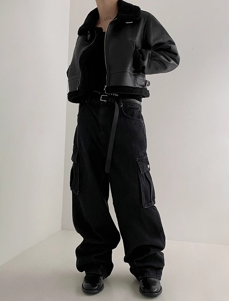 IEFB Leather Cotton Coat - Brown