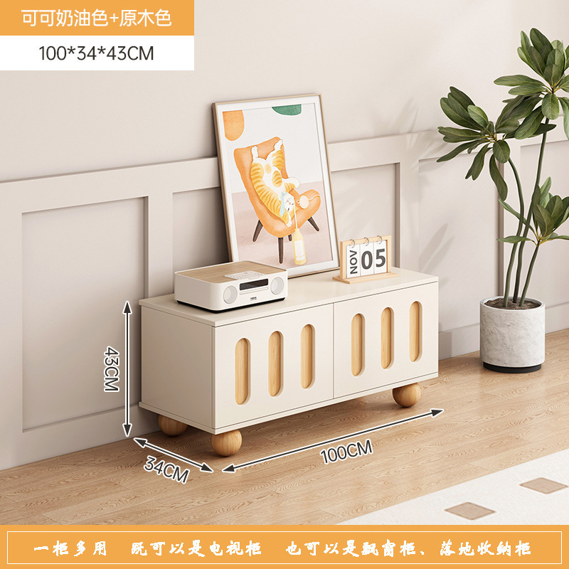 Gabinete de televisión de viento de crema moderno y simple sala de estar armario de almacenamiento pequeño hogar mesas de dormitorio gabinete de televisión de piso