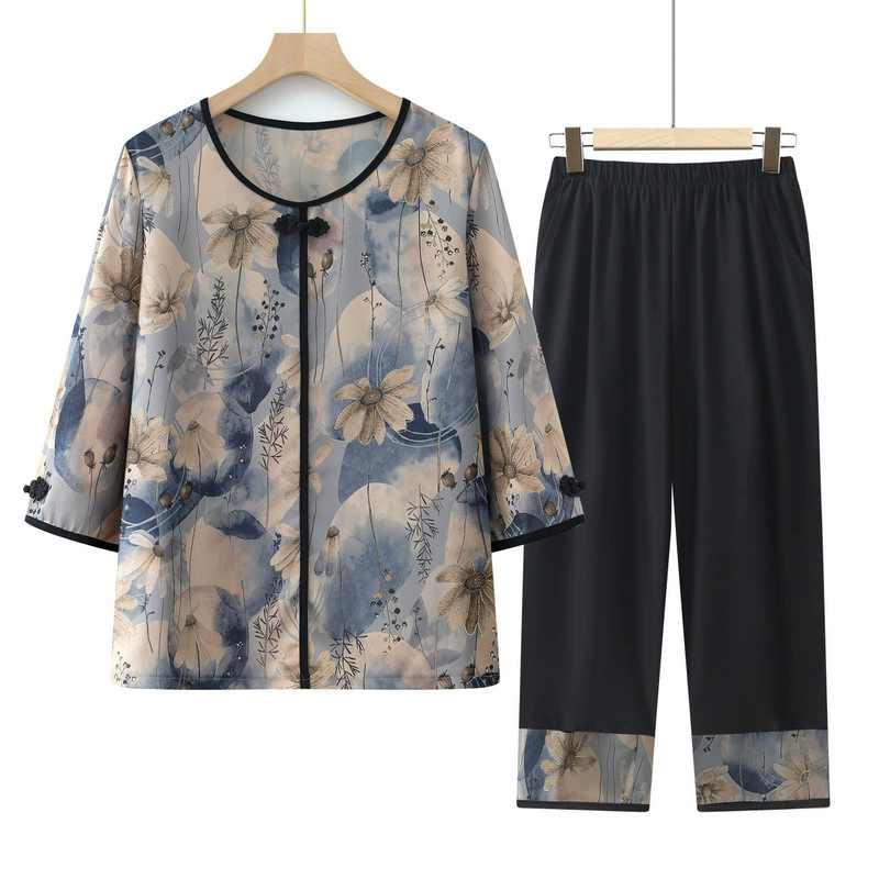 Средние и пожилые женщины бабушки летние футболки из двух частей