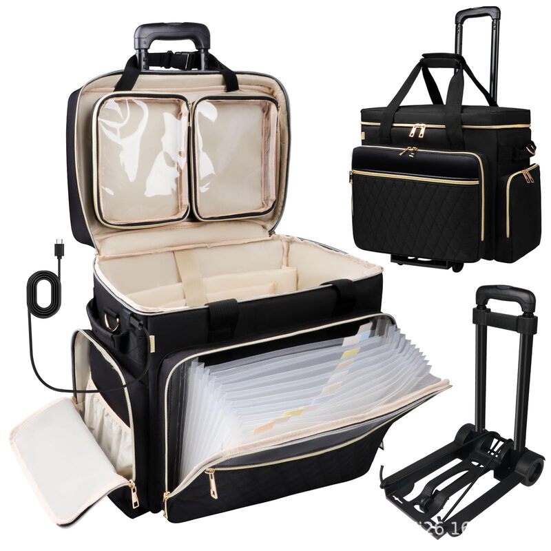 Rolling Teacher Bag with Accordion File Organizer Laptop Compartment Wheeled Teacher Trolley Bag Rolling Teacher Bag with Accordion File Organizer Laptop Compartment Wheeled Teacher Trolley Bag