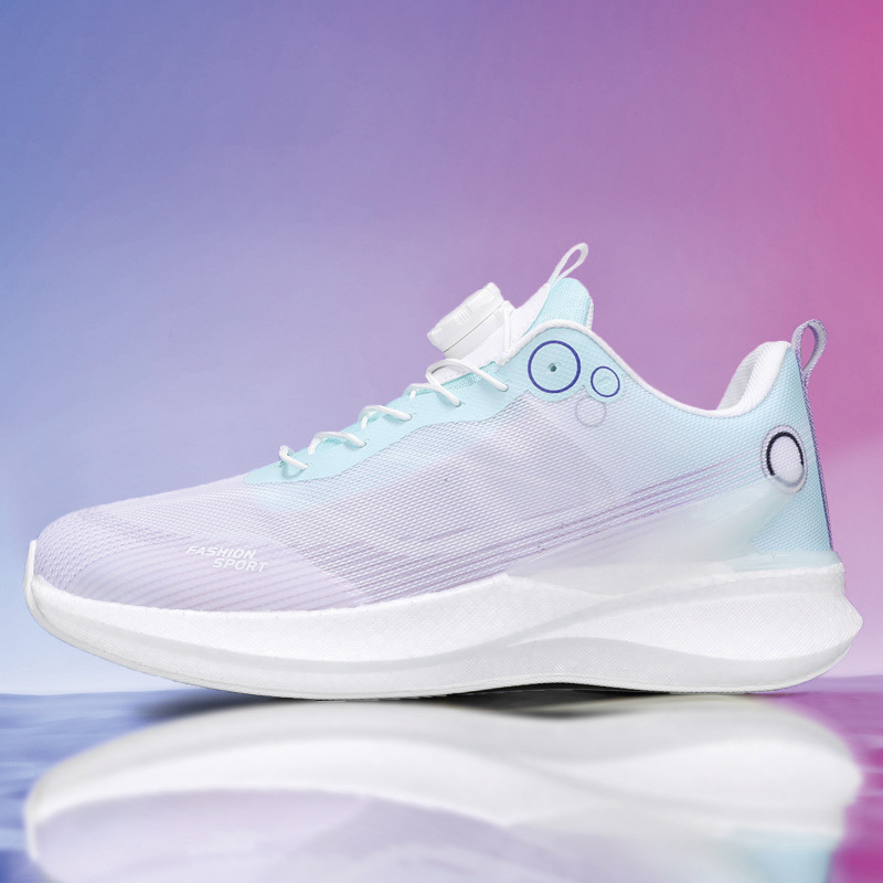 Zapatillas de carrera de velocidad superligera amortiguación juvenil respirables para hombres y mujeres, botón giratorio para parejas, zapatillas deportivas explosivas.