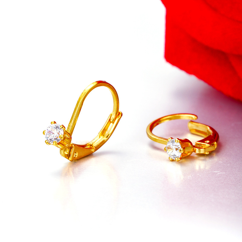 Xuping diseño simple seis garras un solo aretes de orejas de zircón ligero de lujo nicho transfronterizo orejas de aleación de cobre para mujeres