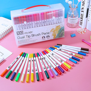 Amazon Washable Soft Head Watercolor Pen Children's Brush Double Head Mark Pen Art Gouline Pen Painting Brush suit