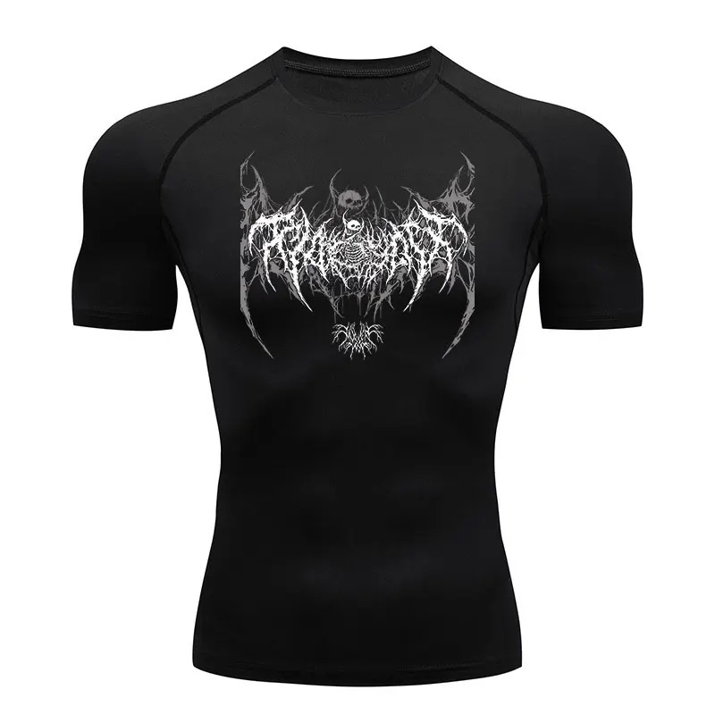 Y2K Compression Shirt Men's Fitness Gym Skeleton Sports Running T-Shirt Pilasgarde T-Shirt Quick Dry