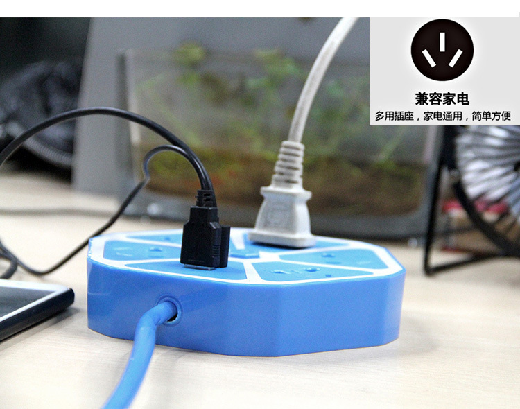 3 metros de sandía de color 110V 2USB carga nueva fruta hexagonal limón interesante enchufe