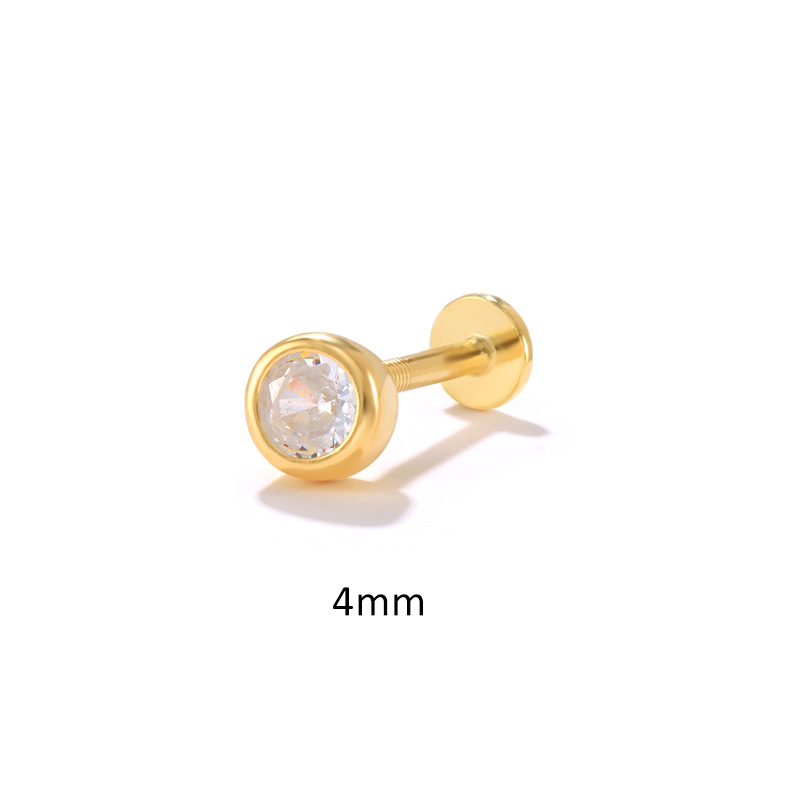 Fashion Geometric S925 Sterling Silver Inlay Zircon Ear Studs 1 Piece