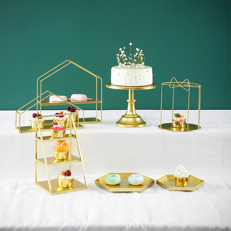 Decoración de postre europea estante de exhibición de decoración de boda bandeja de pastel de la tarde estante de refresco de té de comida fría mesa de descanso de té