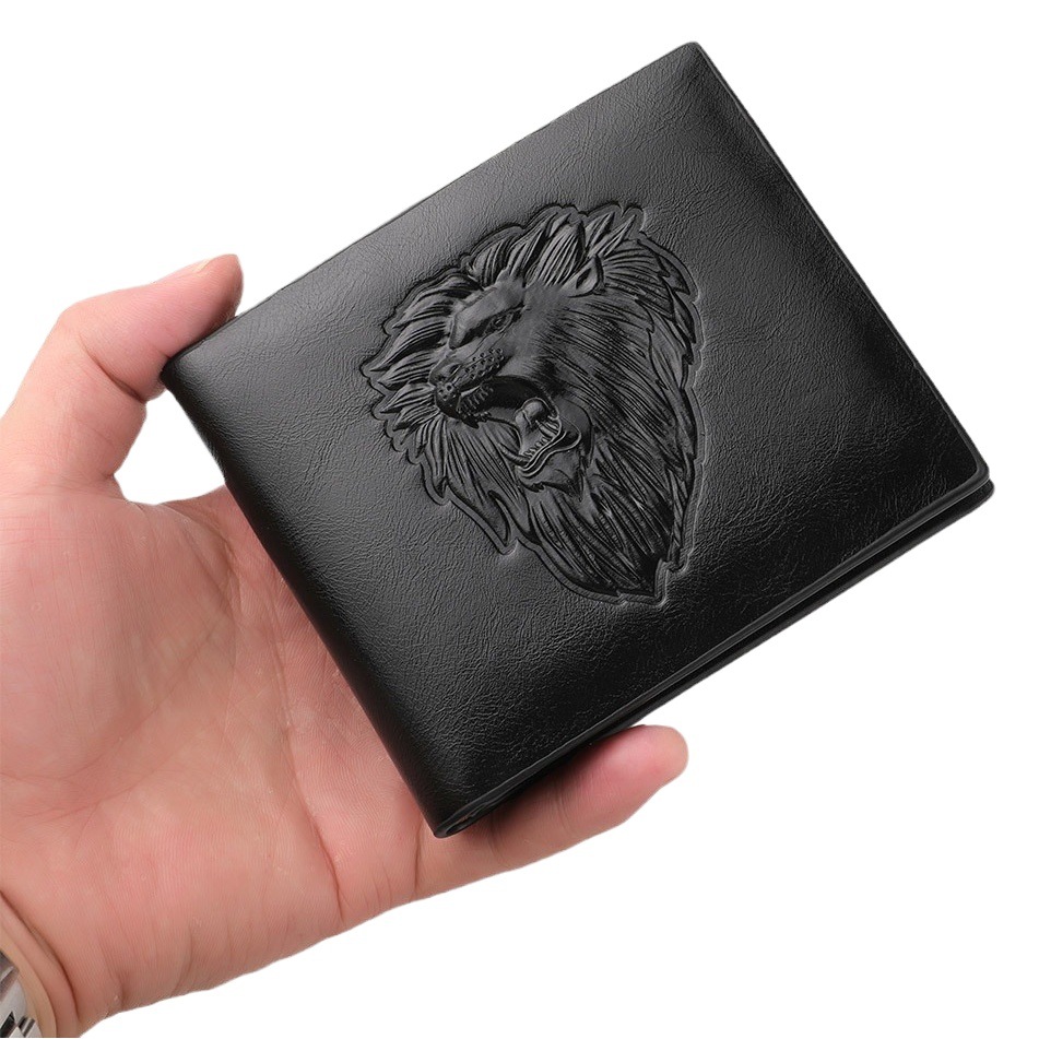 Wallet men's high-looking short men's embossed wallet multi-card zipper coin purse multi-card card holder